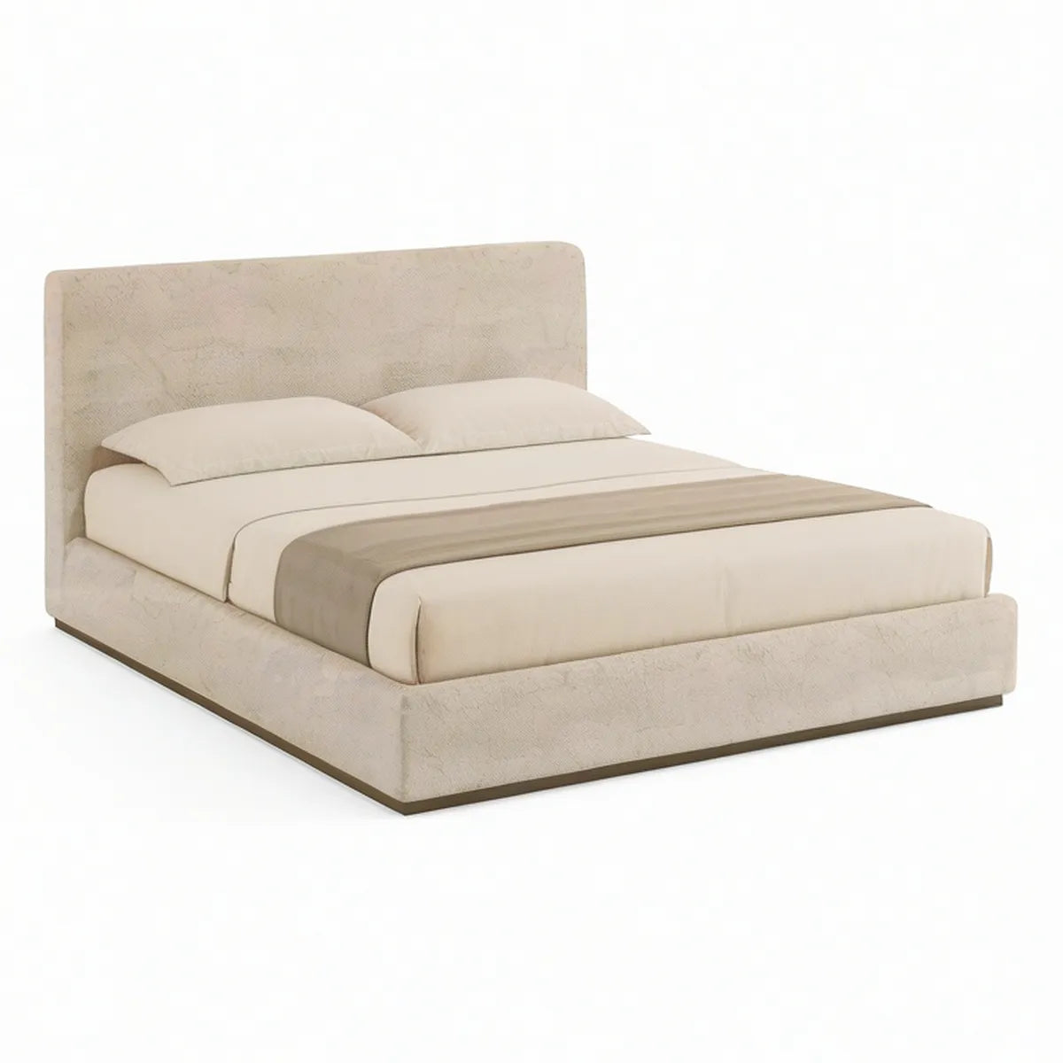 Gepolstertes Stauraumbett 180 x 200 cm mit Polyesterbezug Beige