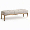 Gepolsterte Schlafzimmerbank 120 x 40 x 45 cm Beige mit Gestell aus Naturholz