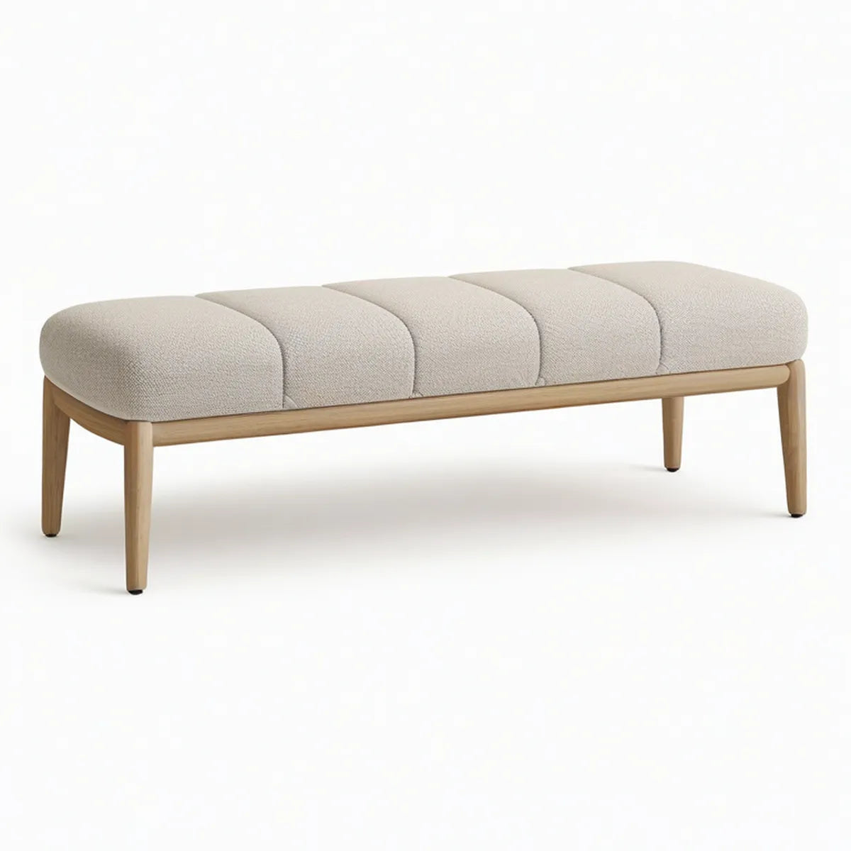 Gepolsterte Schlafzimmerbank 120 x 40 x 45 cm Beige mit Gestell aus Naturholz