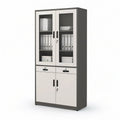 Abschliessbarer Aktenschrank mit Glastüren und Schubladen, Anthrazit/Weiss, 90 x 40 x 180 cm